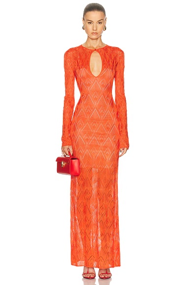 Long Sleeve Dress Orange Flame