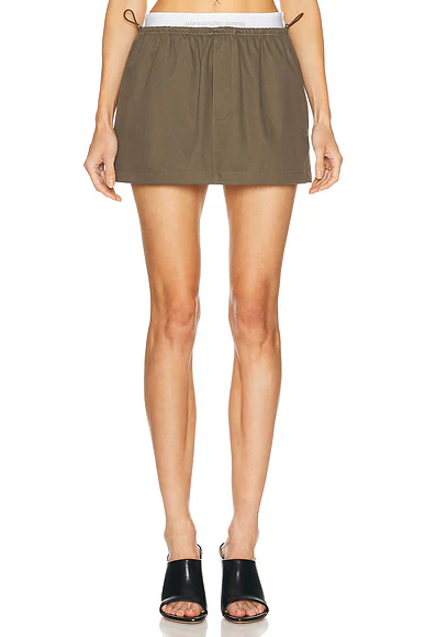 Logo Mid Rise Mini Skirt Army Green
