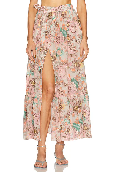Silk Maxi Skirt Muddy Grey
