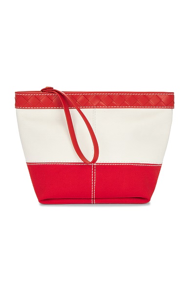 Medium Flip Flap Pouch White, Scarlet, Nail Polish, & Gold