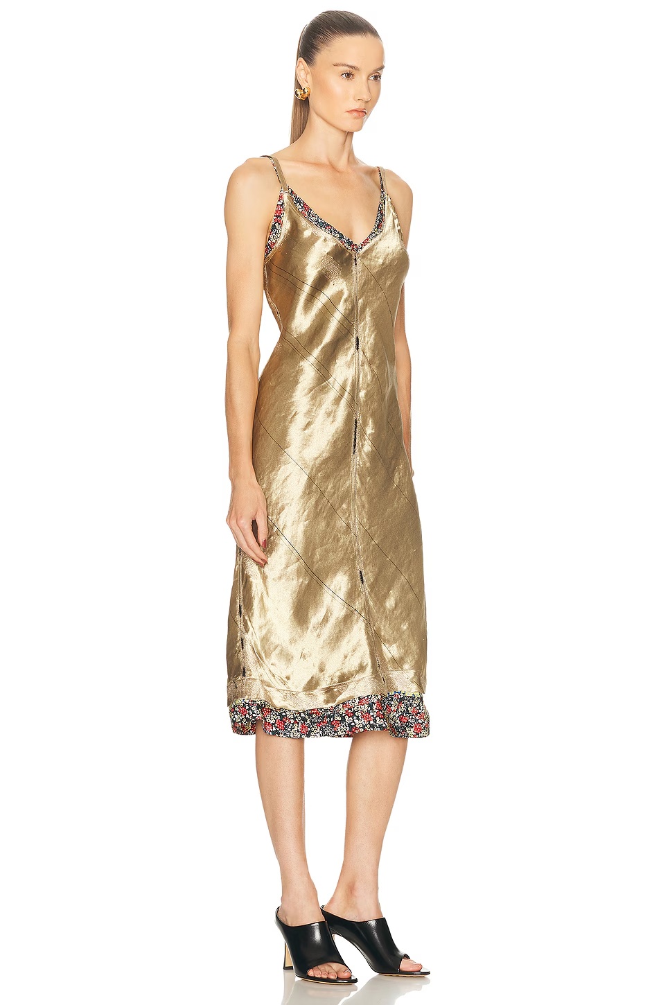Liquid Metal Charmeuse Dress Gold