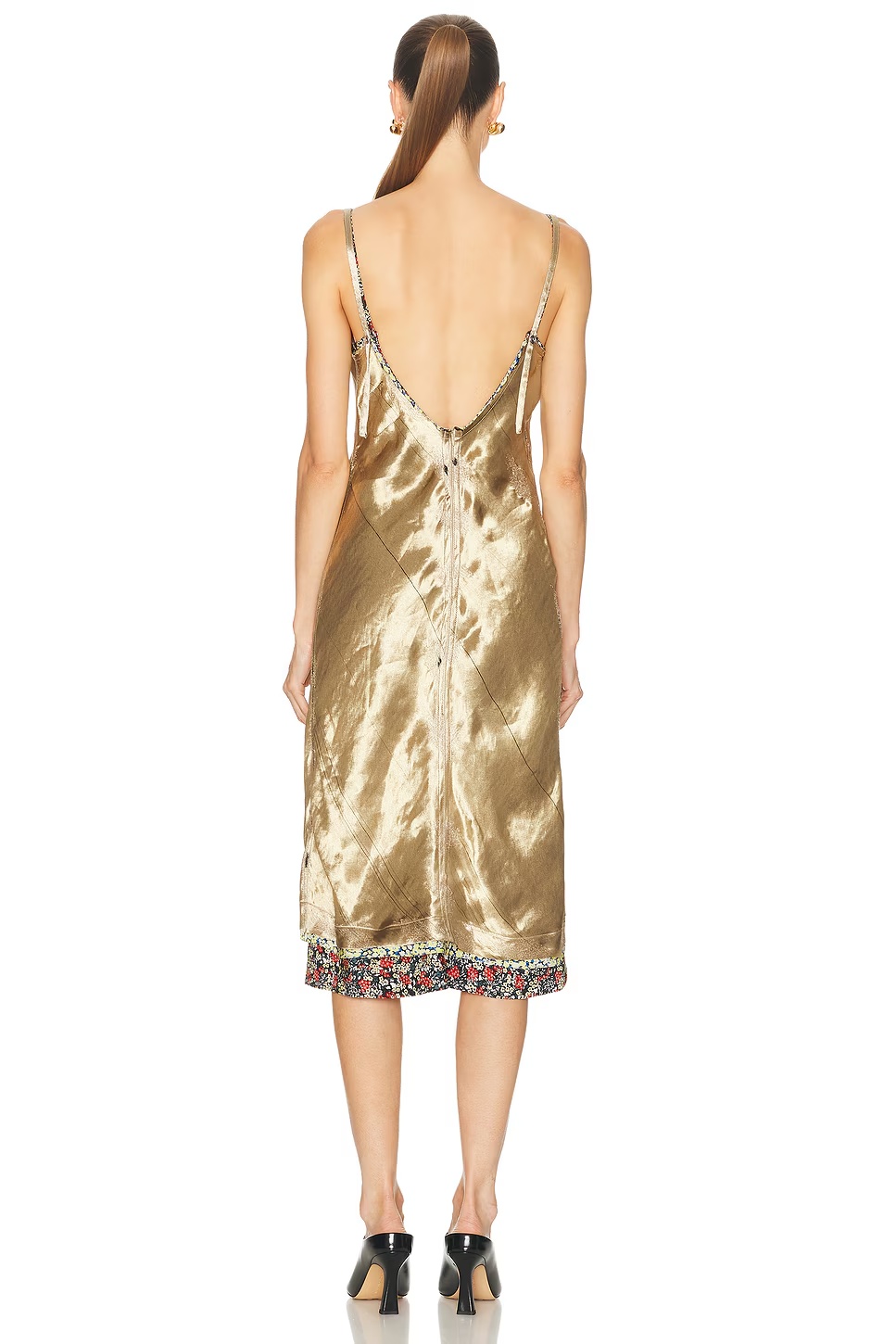 Liquid Metal Charmeuse Dress Gold