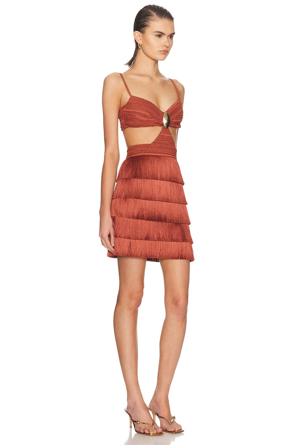 Amethyst Fringe Dress Brown