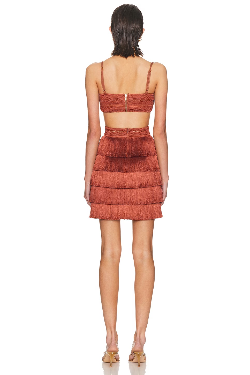 Amethyst Fringe Dress Brown