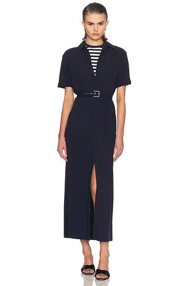 Carol Button Up Dress Icon Navy