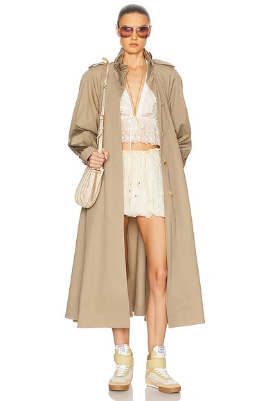 High Neck Long Trench Soften Brown