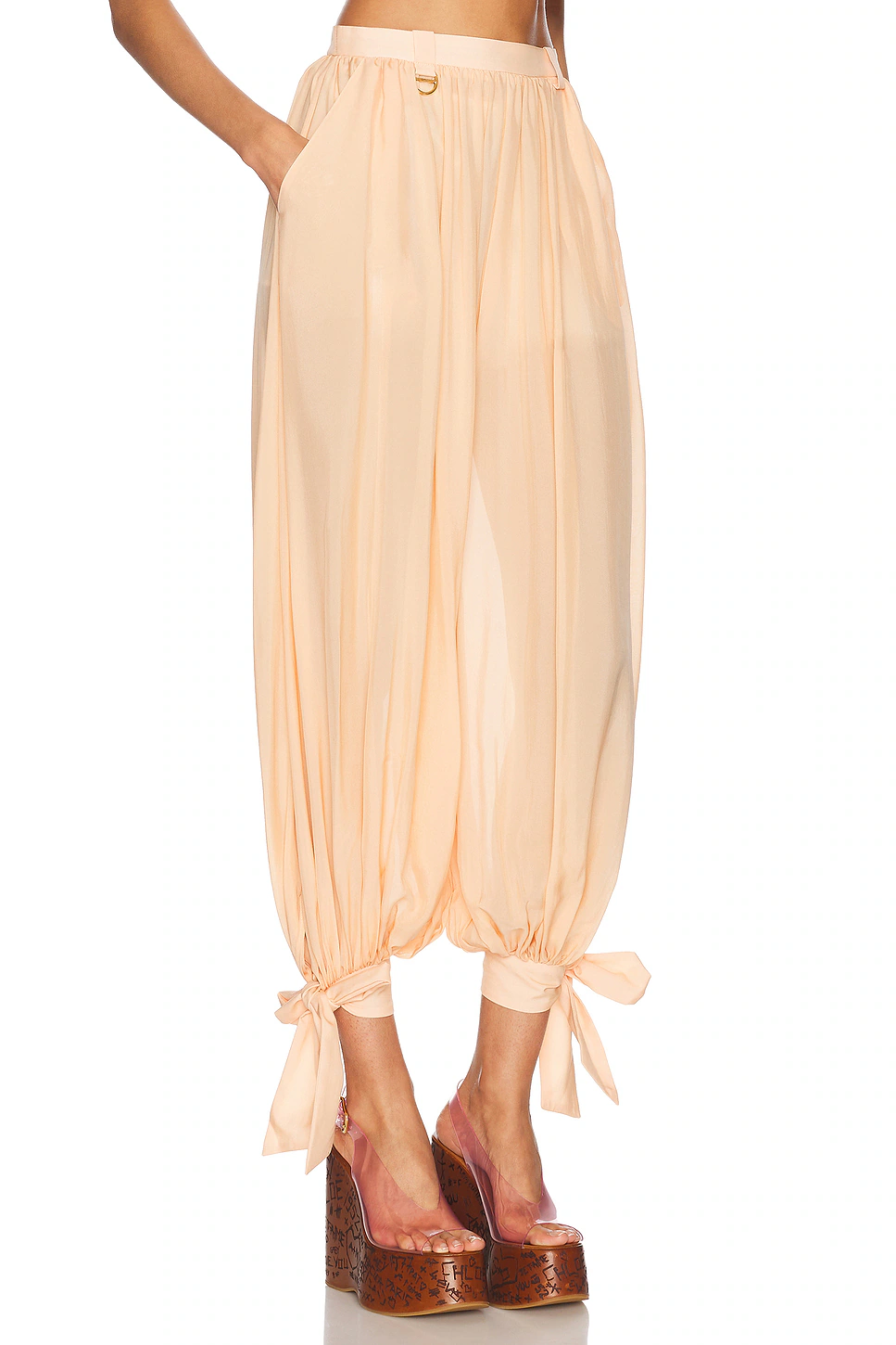 Ribbon Tied Trouser Apricot Pink