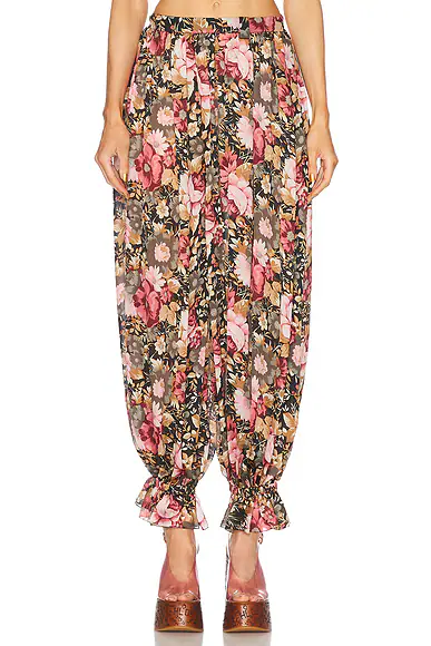 Flowy Pleated Cropped Pant Black