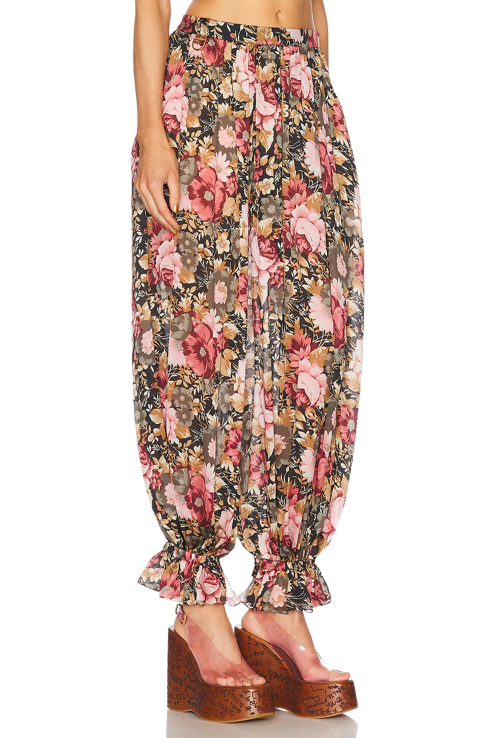 Flowy Pleated Cropped Pant Black