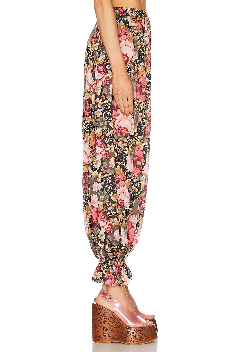 Flowy Pleated Cropped Pant Black