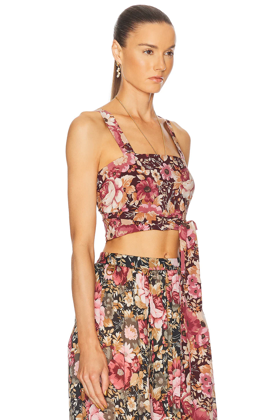 Tie Front Tank Top Maroon Pink