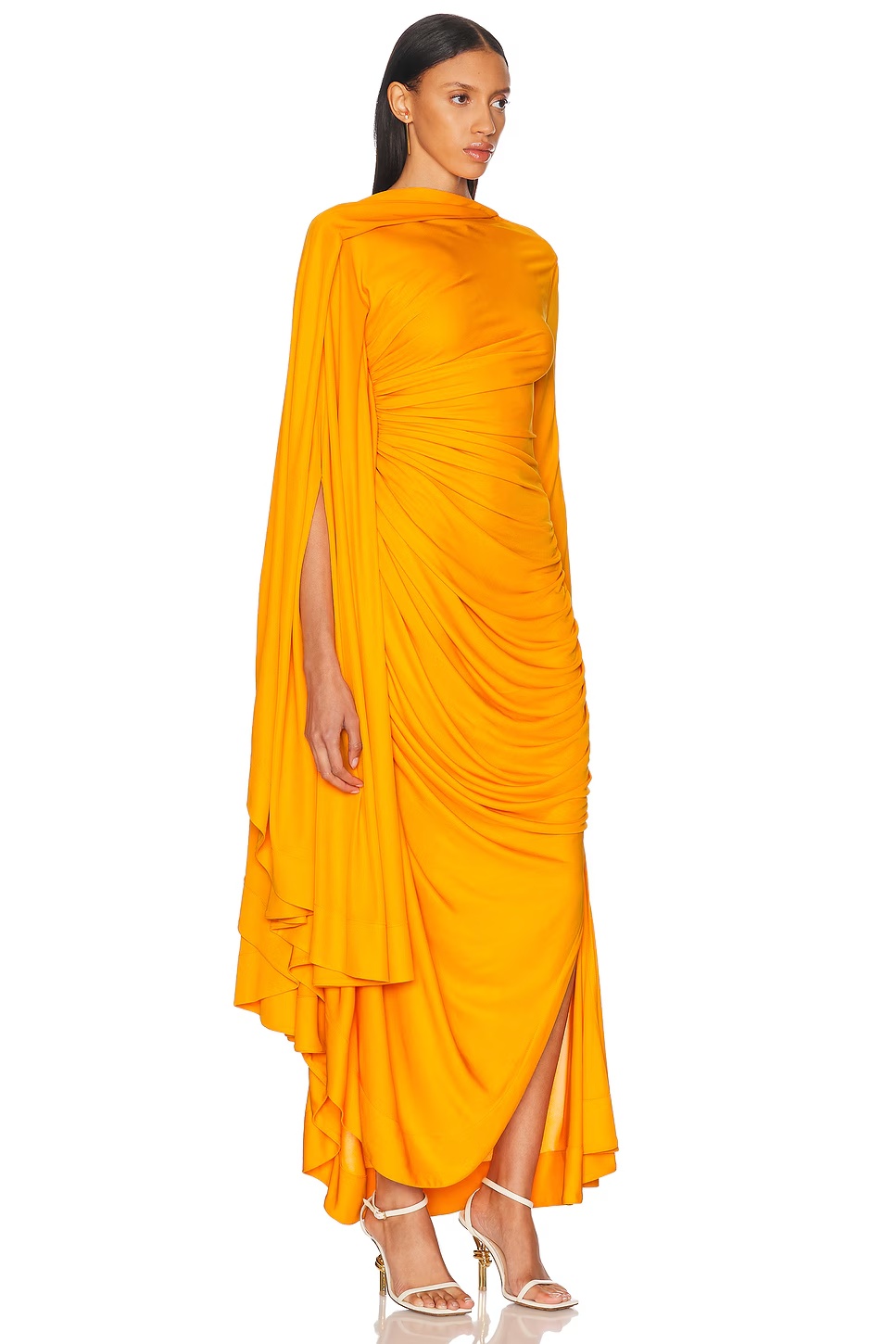 Ruched Long Dress Mandarin
