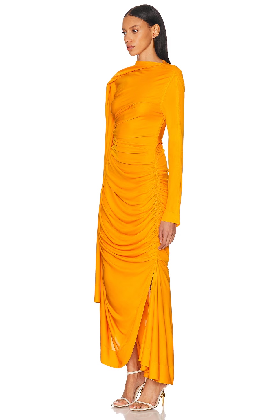 Ruched Long Dress Mandarin