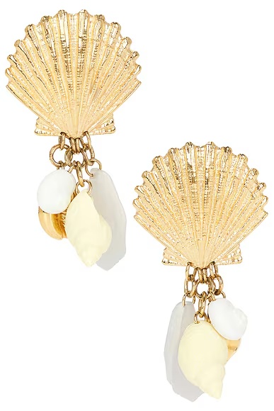 Shell Earring in Gold Purple & Green