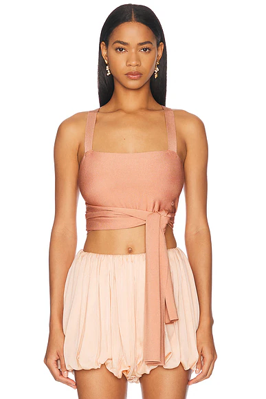 Knit Tied Tank Top Misty Coral