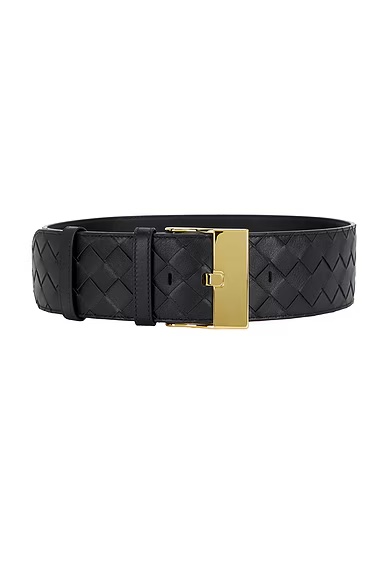 Large Watch Intrecciato Belt Black & Muse Brass