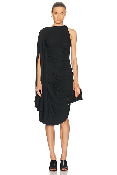 Ruched Midi Dress Black