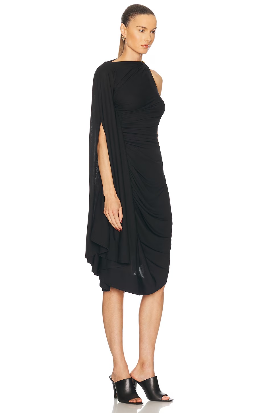 Ruched Midi Dress Black