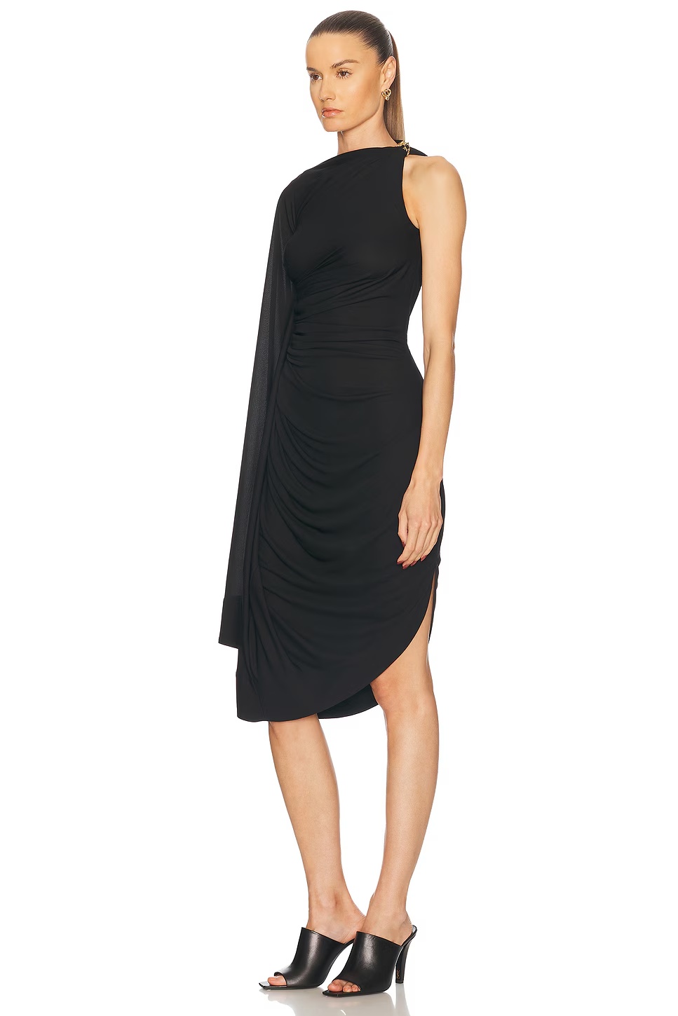 Ruched Midi Dress Black