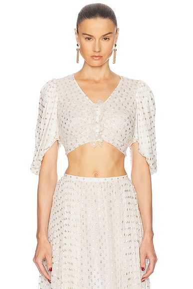 Cropped Polka Dot Blouse Snow White