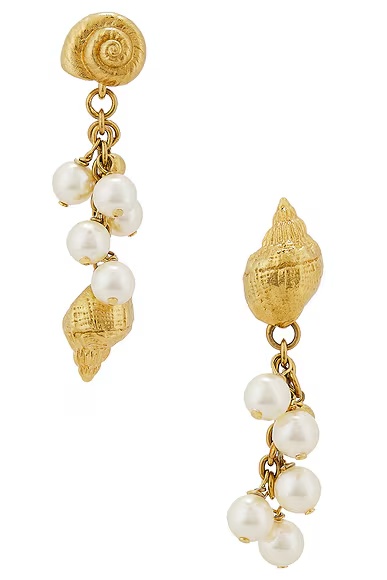 Shell Dangle Earring Vintage Gold