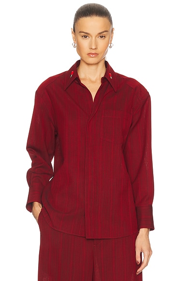 Button Up Top Red & Grey Melange