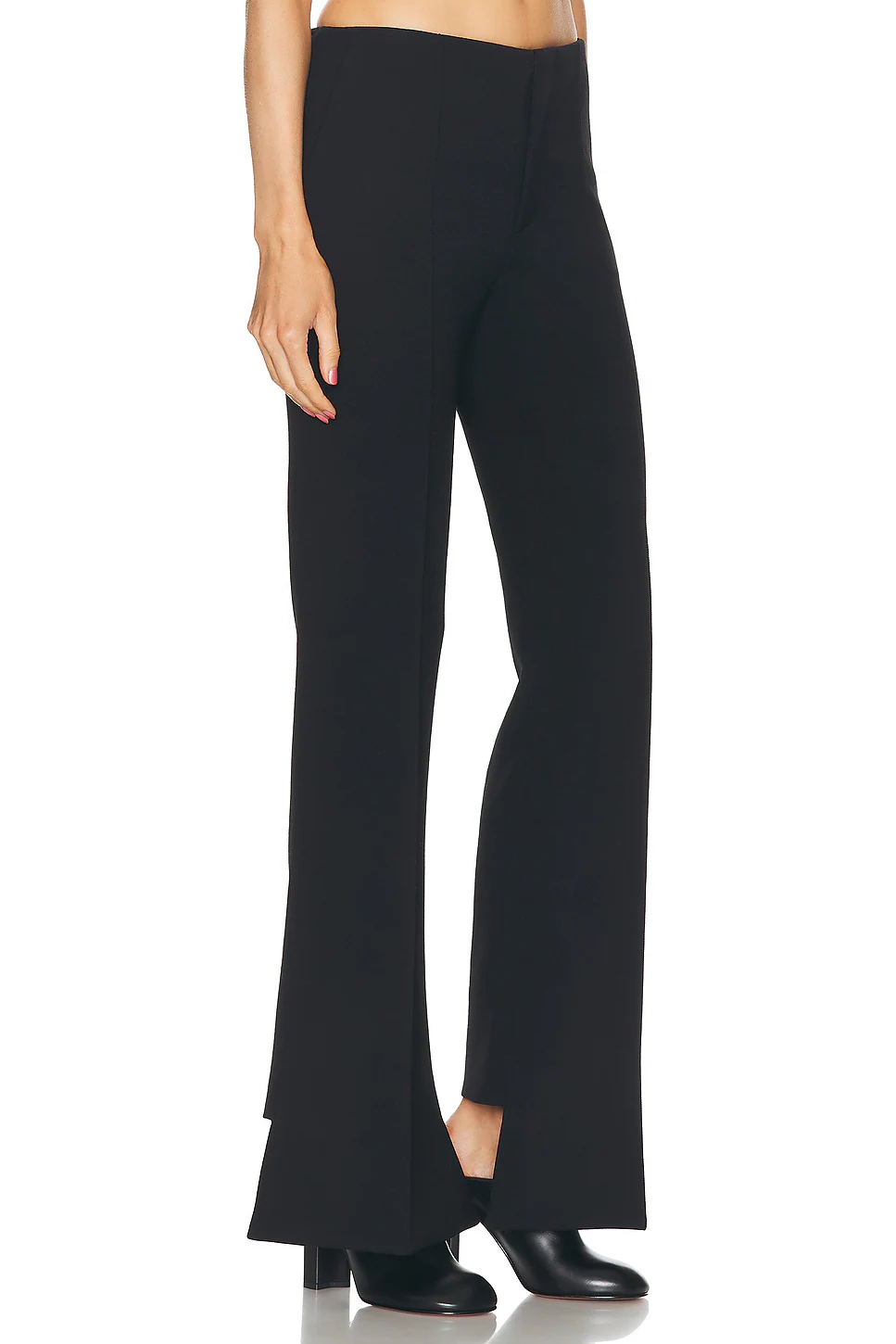Wool Crepe Slim Trouser Black