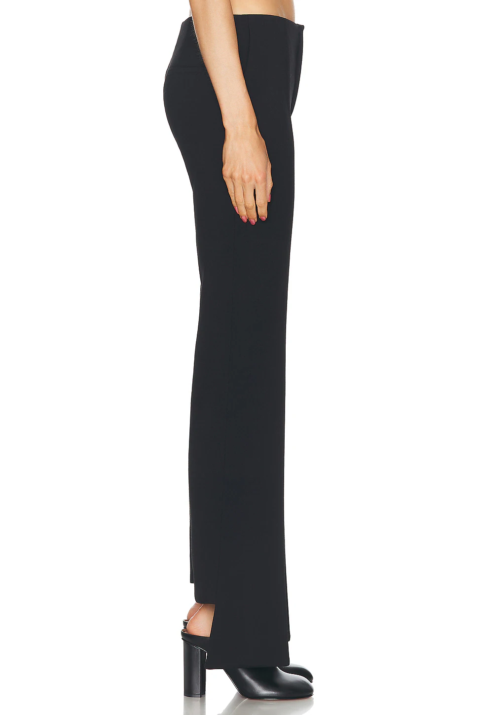 Wool Crepe Slim Trouser Black