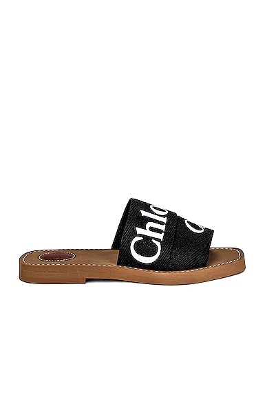 Woody Flat Slides Black