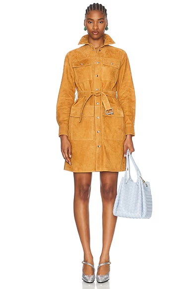 Leather Belted Dress Peanut Butter