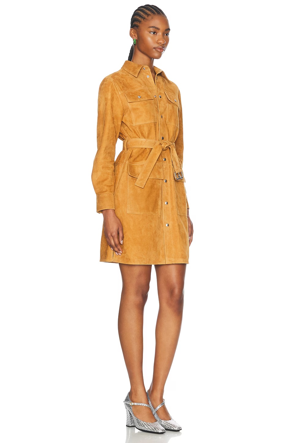 Leather Belted Dress Peanut Butter