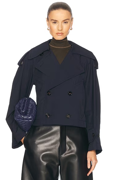 Cropped Trench Coat Midnight Blue