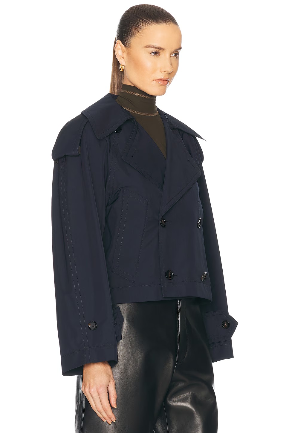 Cropped Trench Coat Midnight Blue