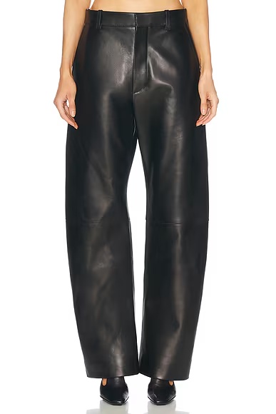 Leather Straight Leg Black