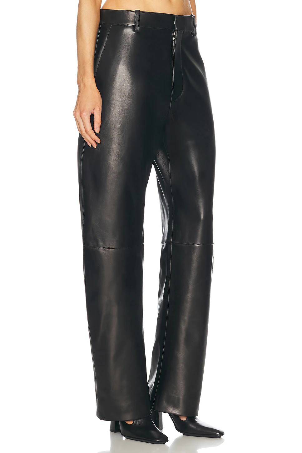 Leather Straight Leg Black