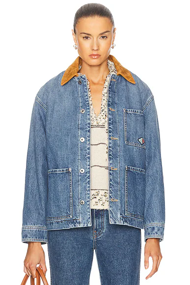 Padded Denim Jacket Mid Blue