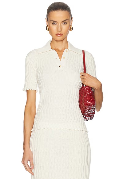 Rib Knit Polo Top String
