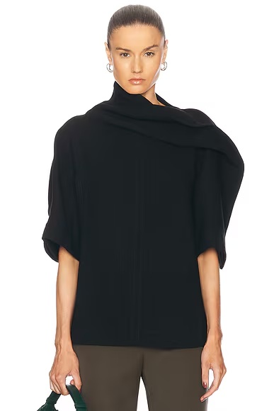 Draped Neck Top Black
