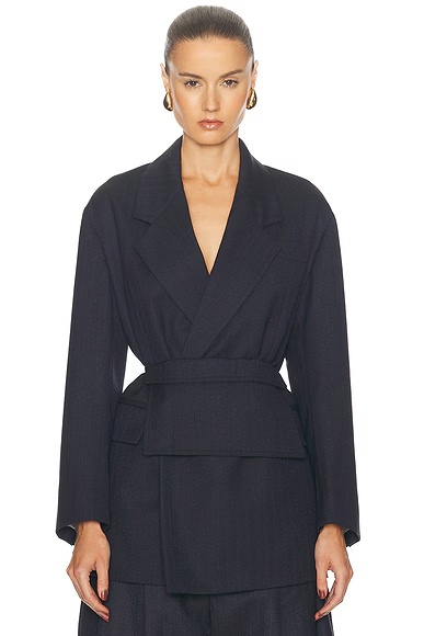 Double Breasted Blazer Black & Blue Melange
