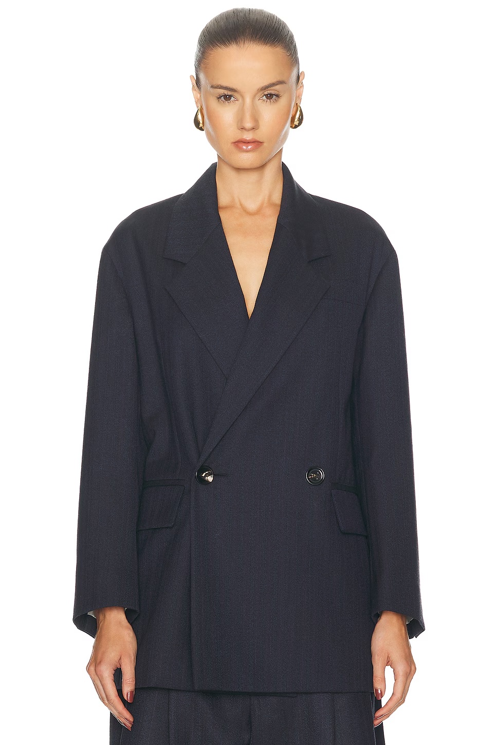 Double Breasted Blazer Black & Blue Melange