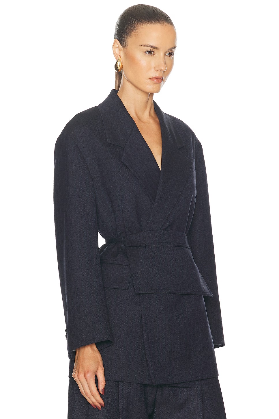 Double Breasted Blazer Black & Blue Melange