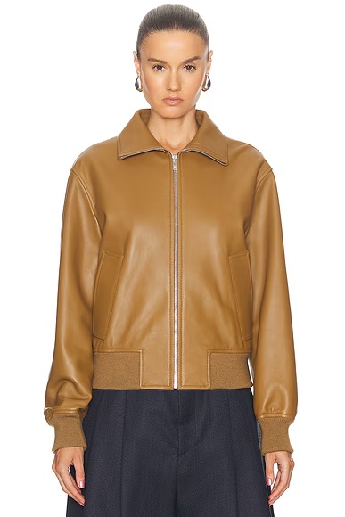 Leather Bomber Jacket Acorn