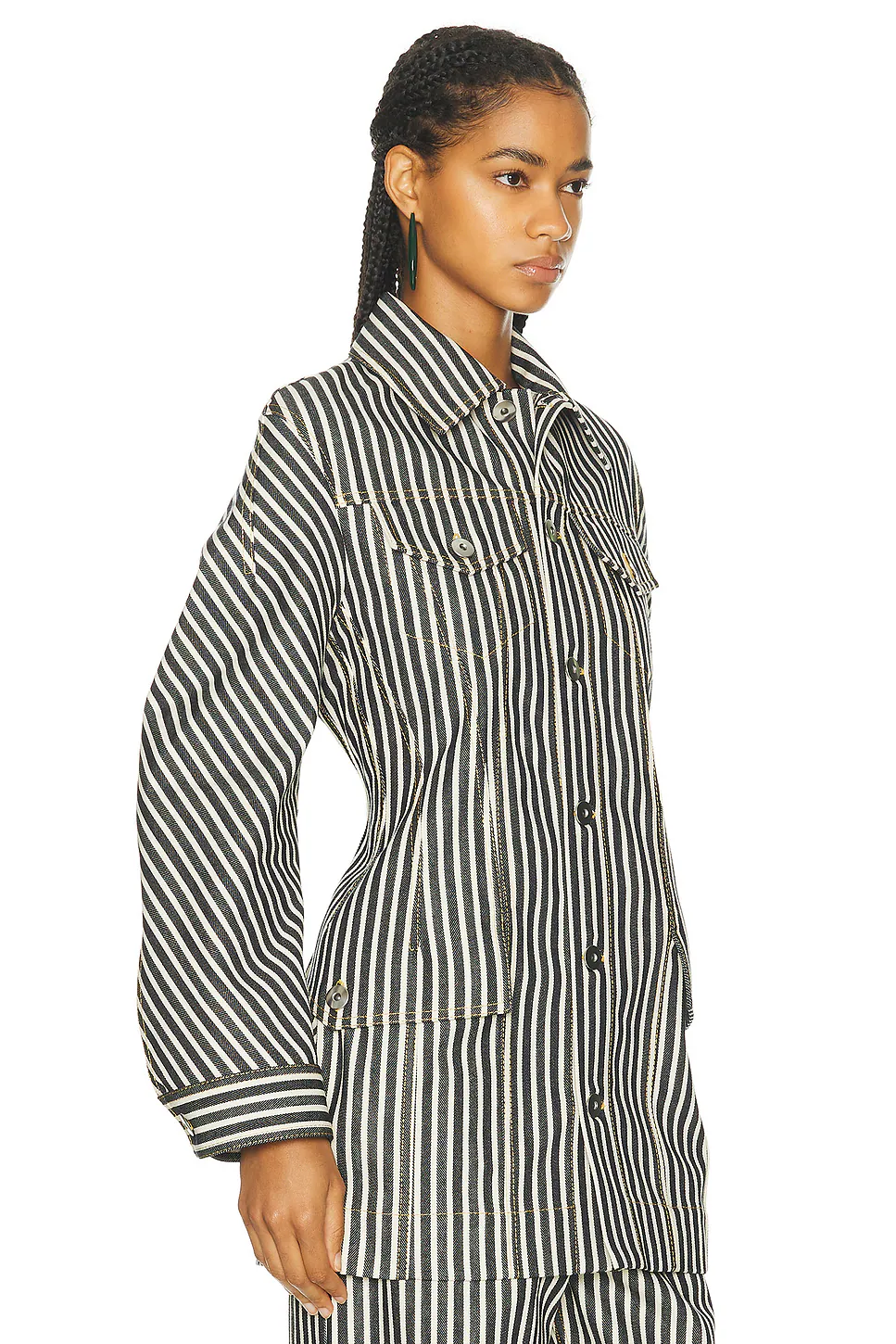 Button Up Jacket Navy & Ecru