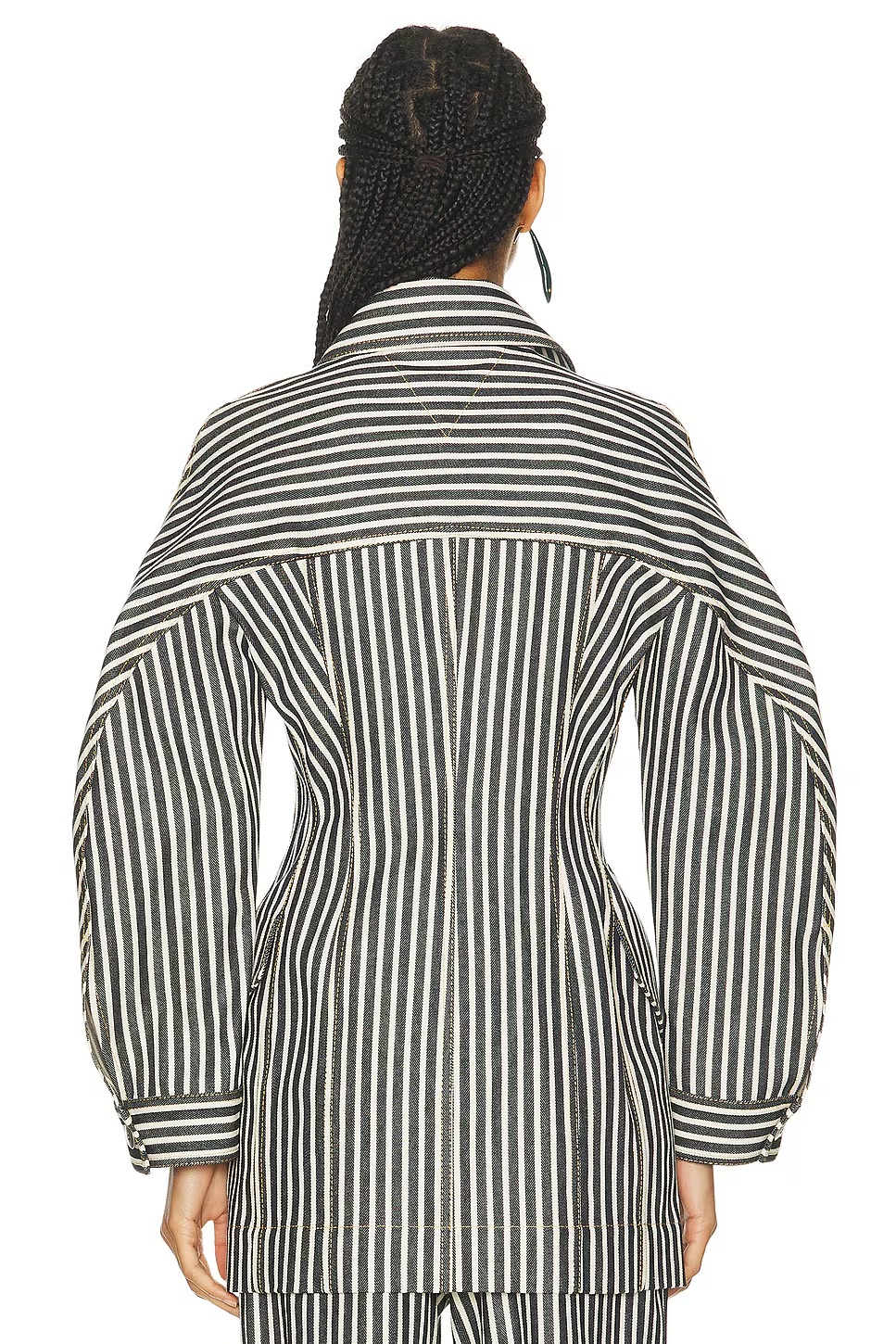 Button Up Jacket Navy & Ecru