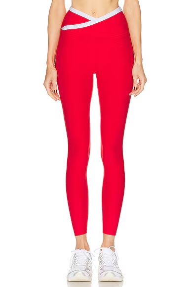 Spacedye Outlines High Waisted Midi Legging Chili Red Heather