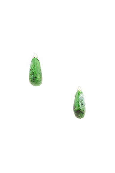 Ceramic Drop Earrings Apple Green & White
