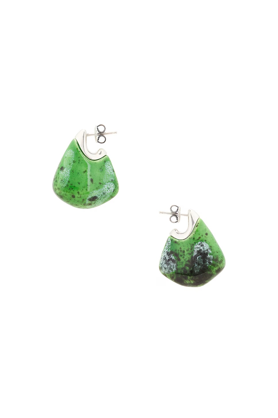 Ceramic Drop Earrings Apple Green & White