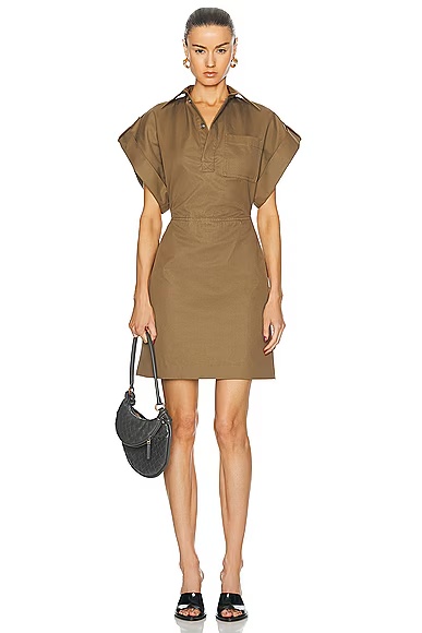 Cotton Gabardine Dress Dark Sand