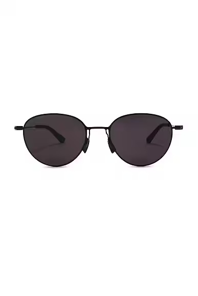 Thin Triangle Round Sunglasses Black