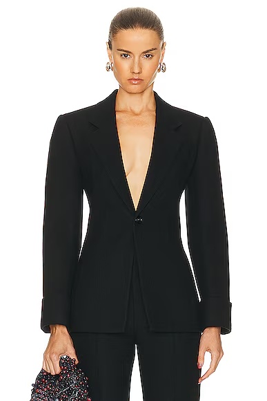 Structured Double Melange Jacket Black